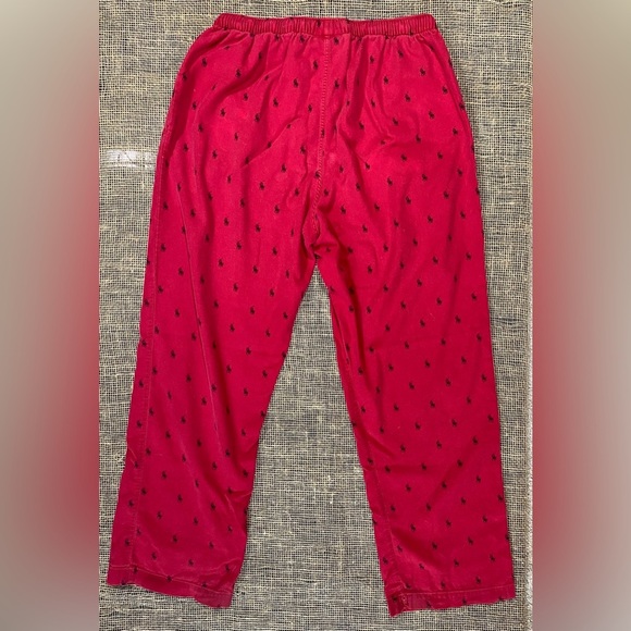 Polo Ralph Lauren Red PJ/Lounge Pants, Sz M 32-34, Navy Embroidered Ponies - Picture 2 of 9